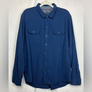 Woolrich Men's 2XL Flannel Jacket Pockets Thick Cotton Navy Gorpcore Outdoors